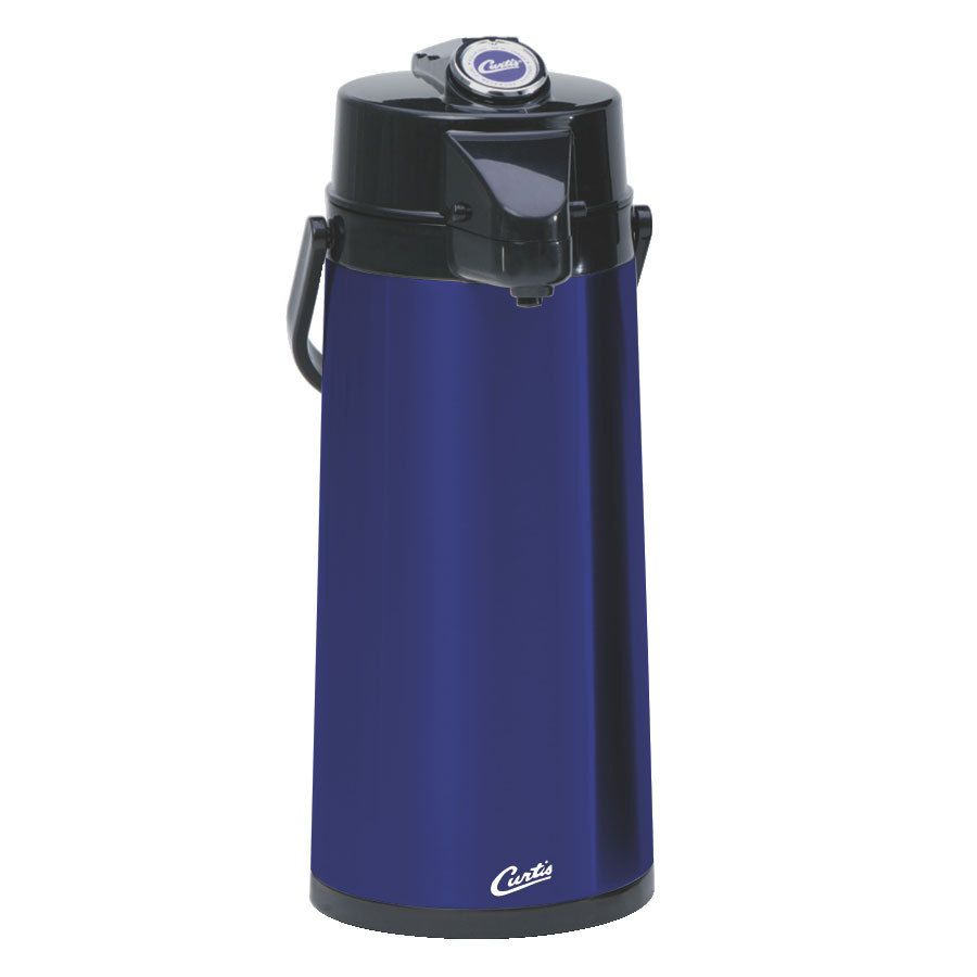 Curtis Blue Plastic 2.2 Liter Lever Airpot, Glass Lined, Case of 6